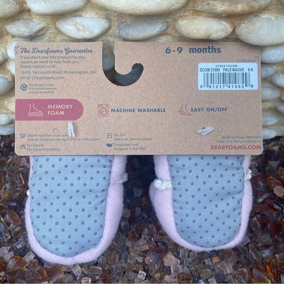 Dearfoams Baby Emerson Felted Sherpa Close Back Slippers. Pink 6-9 mo. New NWT - Picture 8 of 11